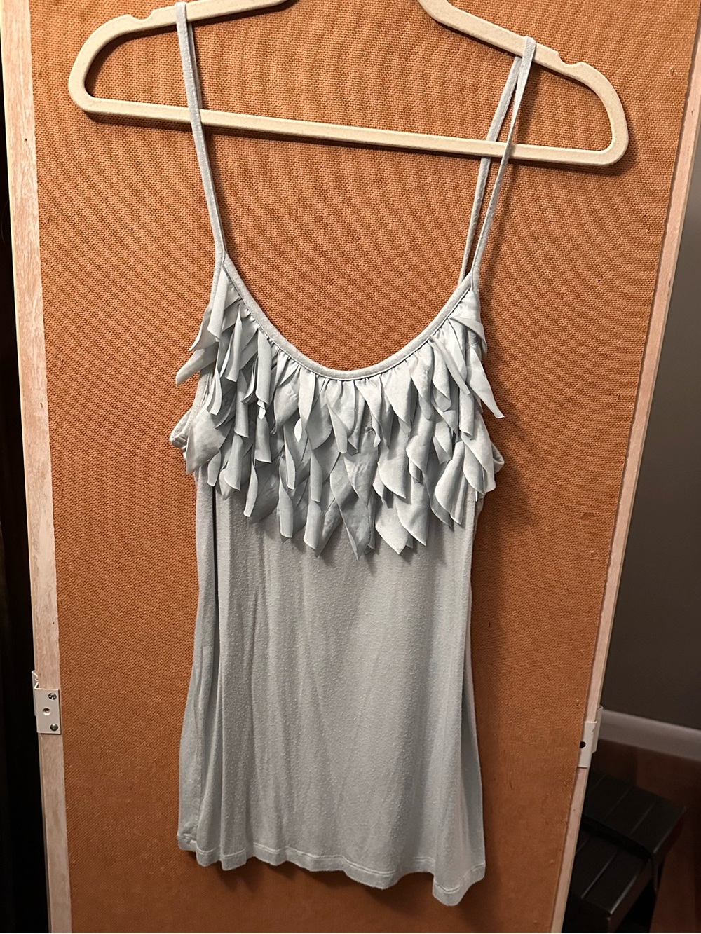 Kenar Light Blue Ruffled Spaghetti Strap Camisole top